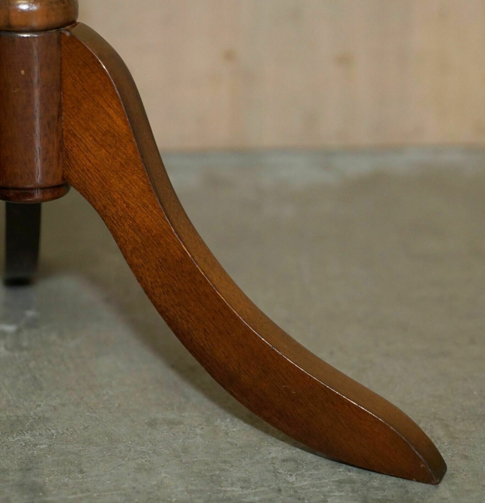 photo for sale Pie Crust British Racing Green Leather Gold Leaf Tripod Side End Lamp Wine Table