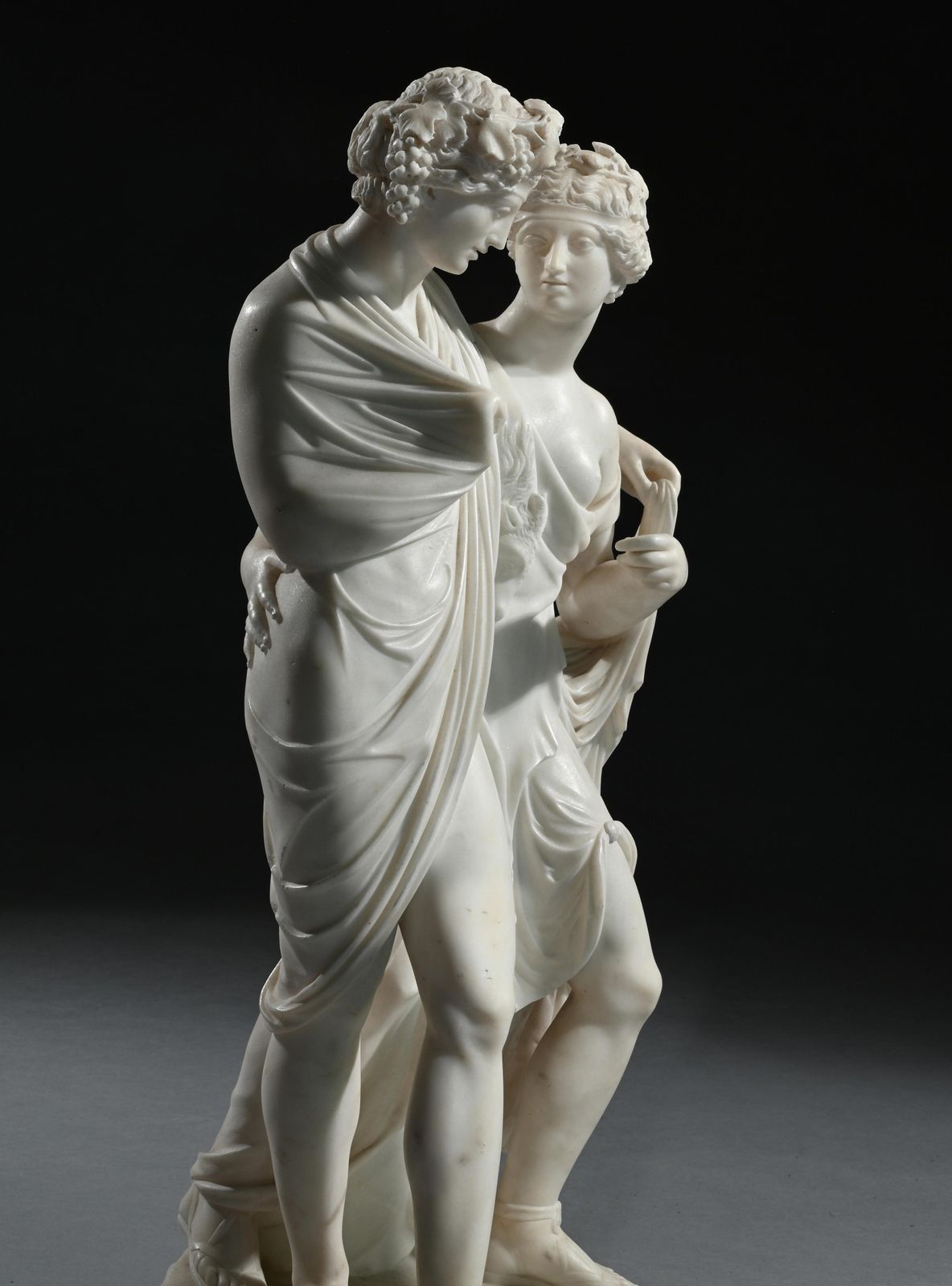 Fine Italian Early 19th Century Marble Group Of Bacchus And Ariadne After The Antique, Attributed To Carlo Albacini C.1800 photo Art