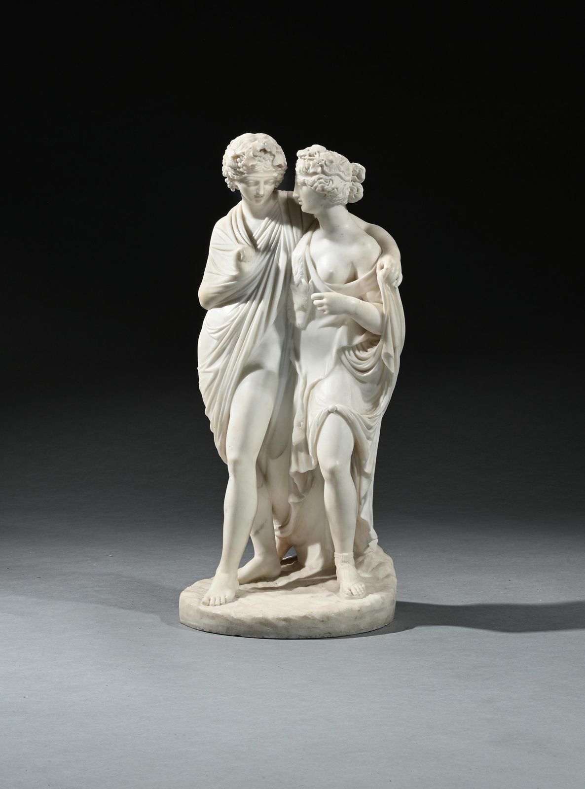 Fine Italian Early 19th Century Marble Group Of Bacchus And Ariadne After The Antique, Attributed To Carlo Albacini C.1800 photo vinterior