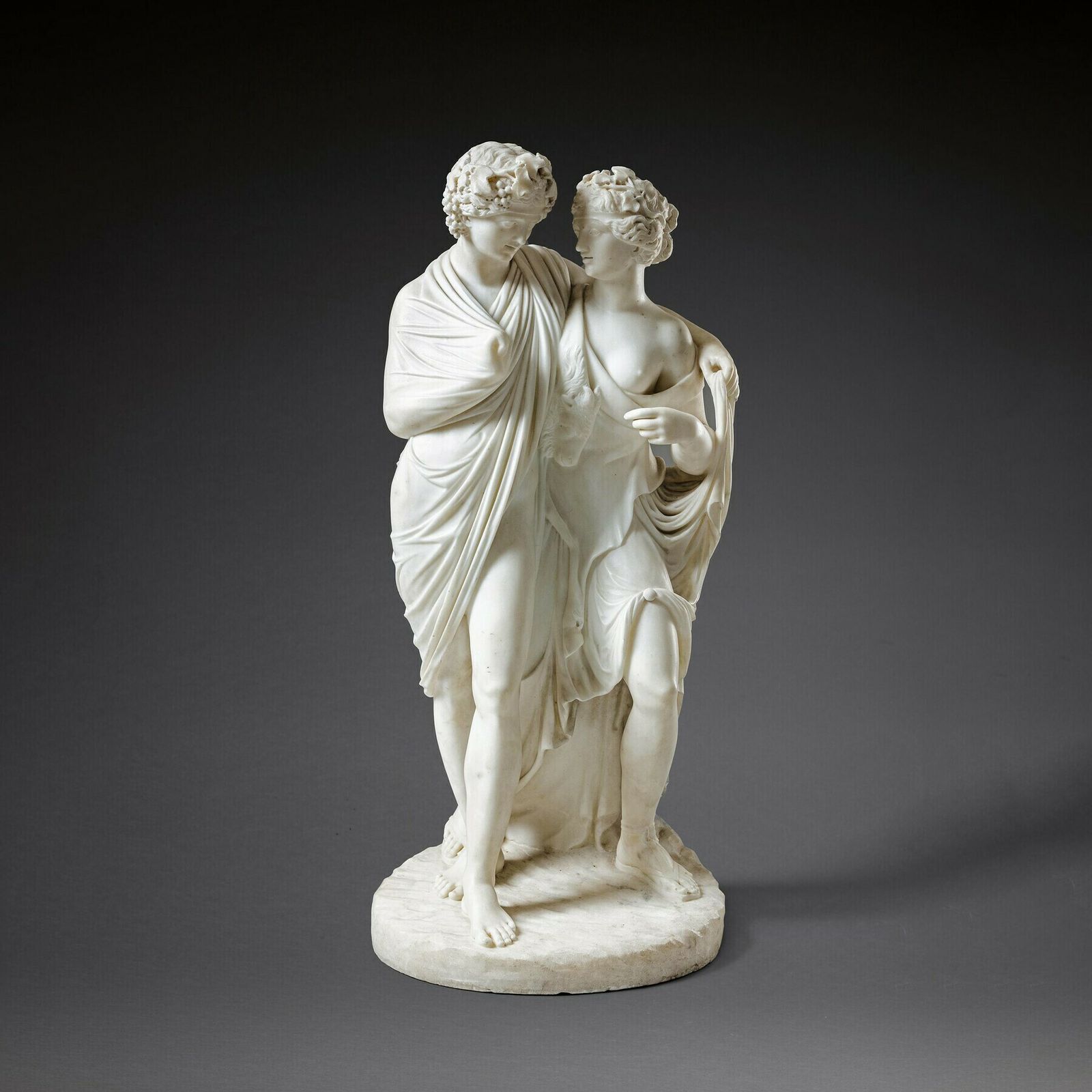 Fine Italian Early 19th Century Marble Group Of Bacchus And Ariadne After The Antique, Attributed To Carlo Albacini C.1800 photo vintage