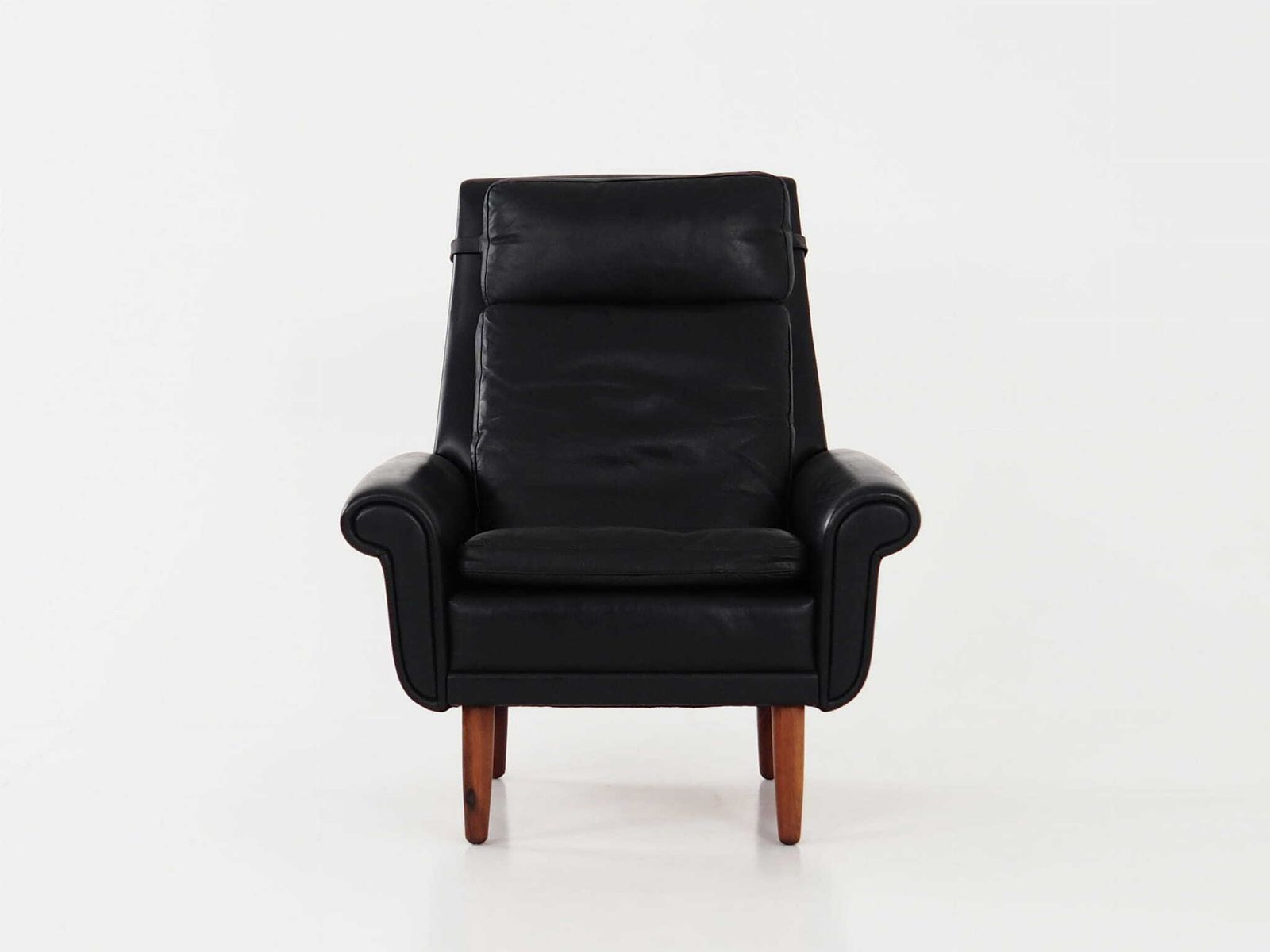 Black Leather Armchair, Danish Design, 1970s, Production: Denmark photo buy