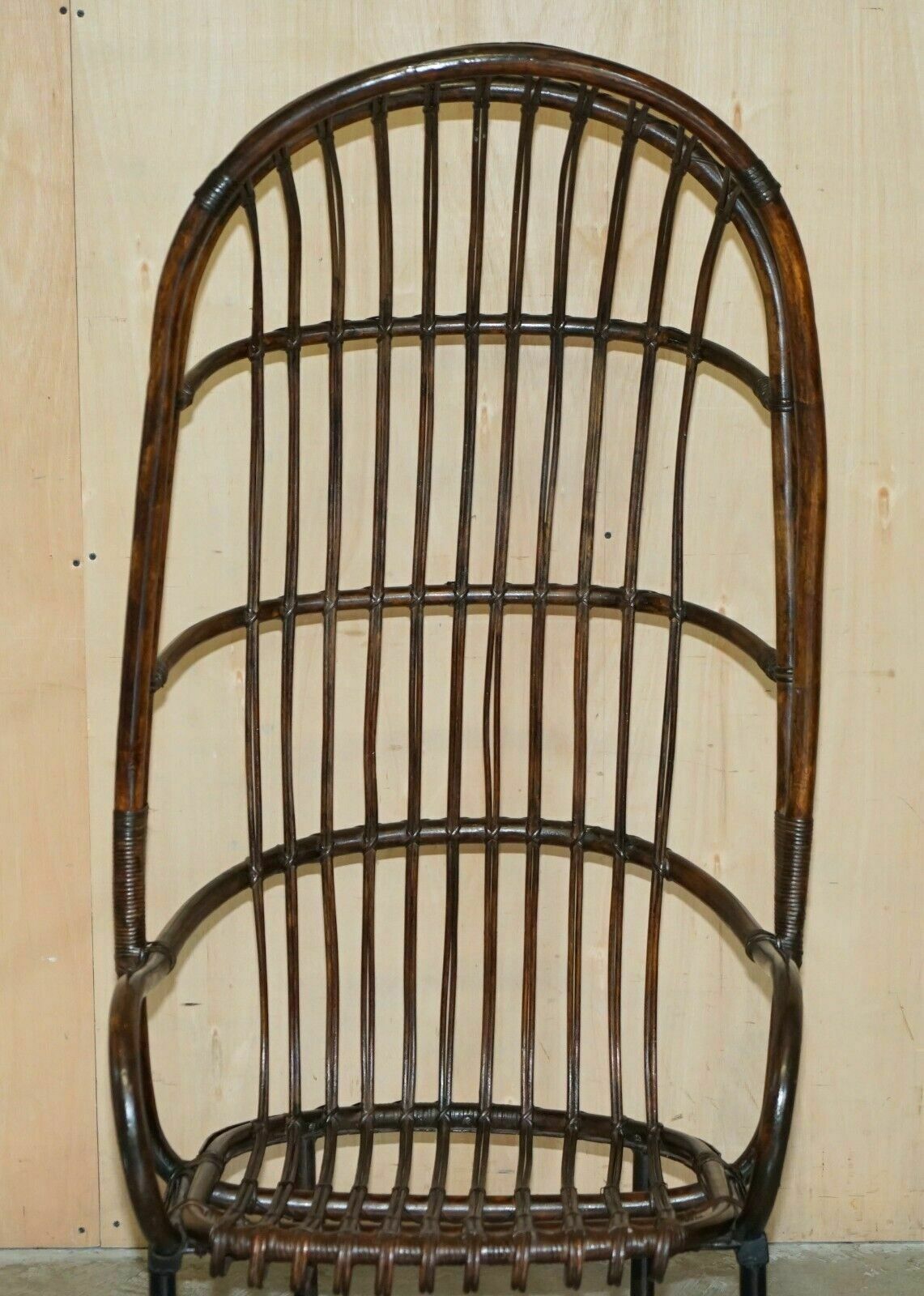 Rare Antique Thonet Style French Bamboo Steel Base Porters Wingback Armchair photo for sale