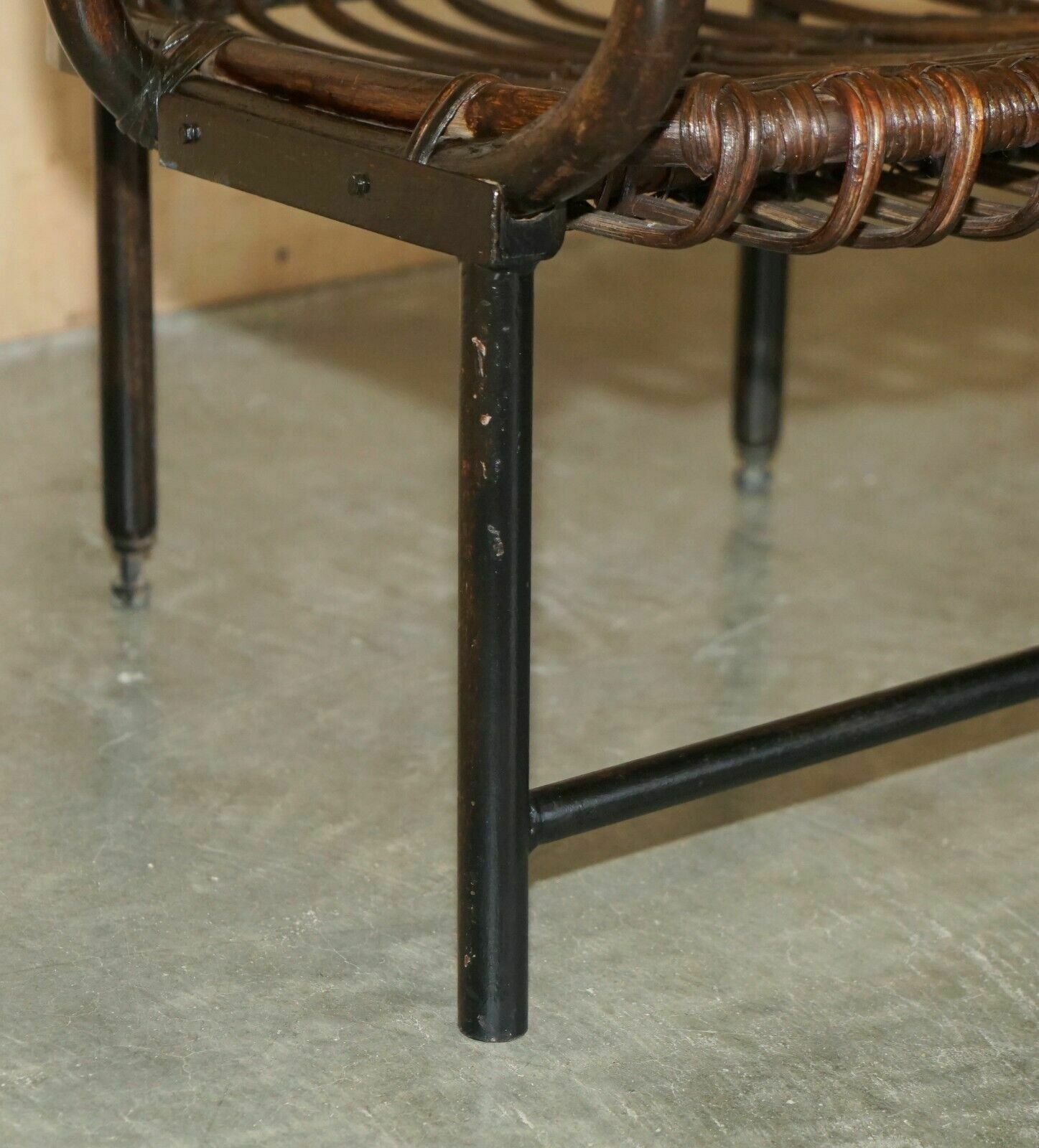 photo buy Rare Antique Thonet Style French Bamboo Steel Base Porters Wingback Armchair