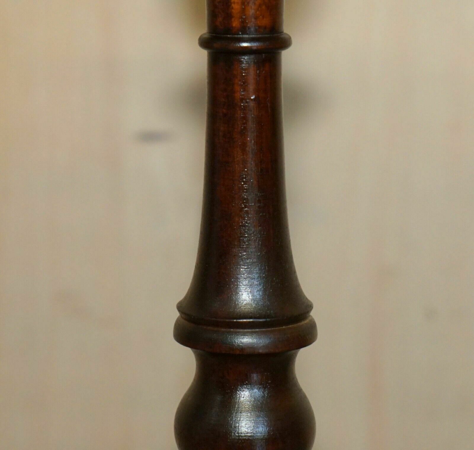 Lovely Gold Leaf Embossed Oxblood Leather Tripod Side End Lamp Wine Table photo vinterior