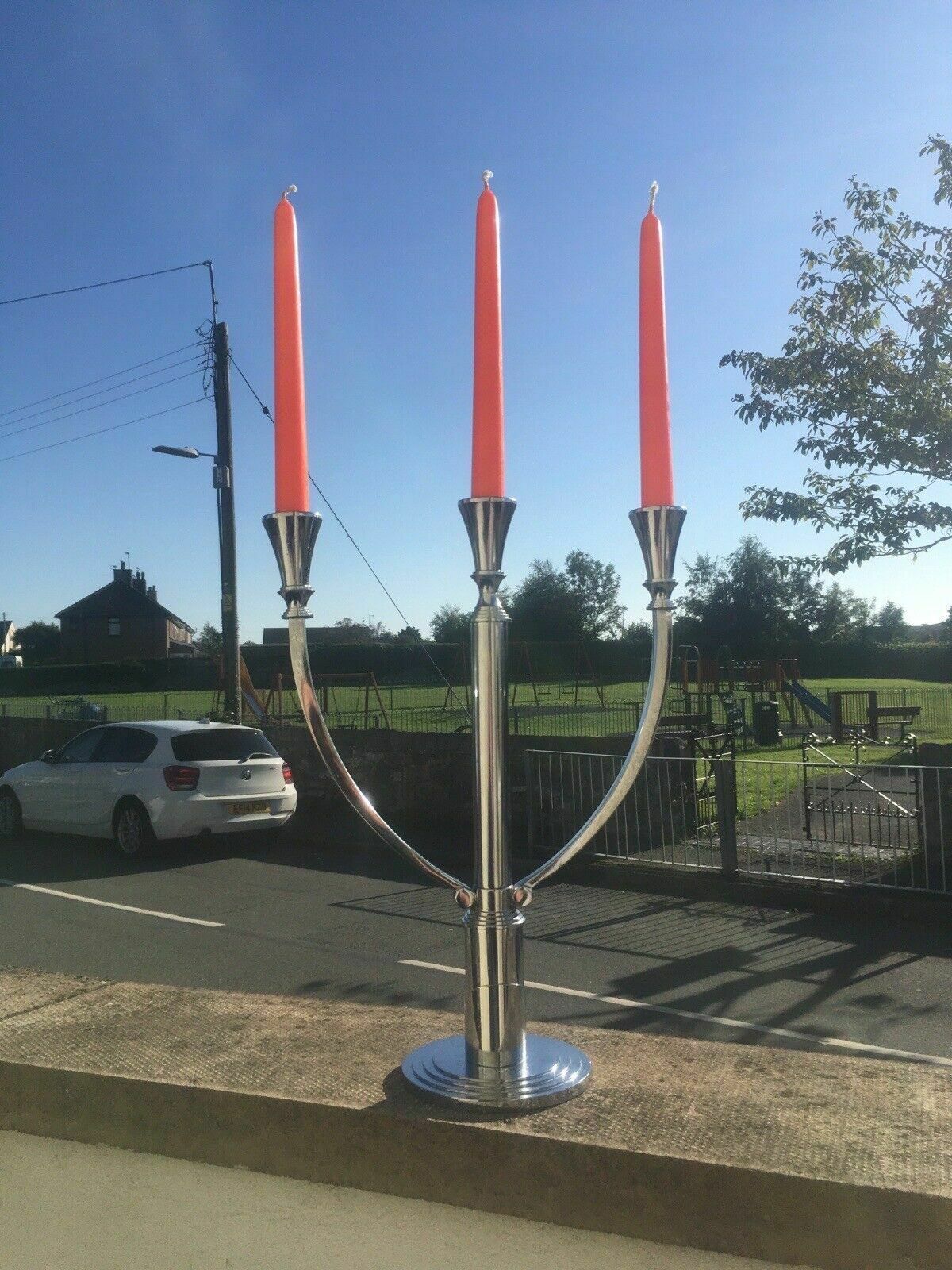 Large Modernist Chrome Wmf Hotel 3 Branch Candelabrum Candlestick Candle Holder photo furniture