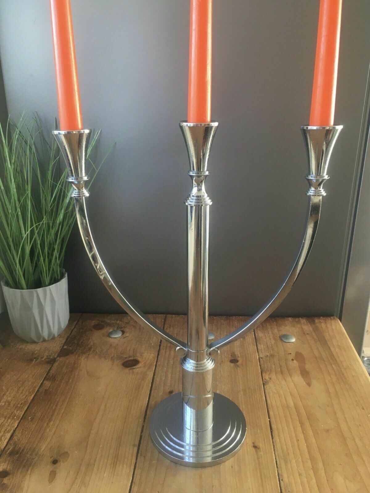 Large Modernist Chrome Wmf Hotel 3 Branch Candelabrum Candlestick Candle Holder photo Home Decor