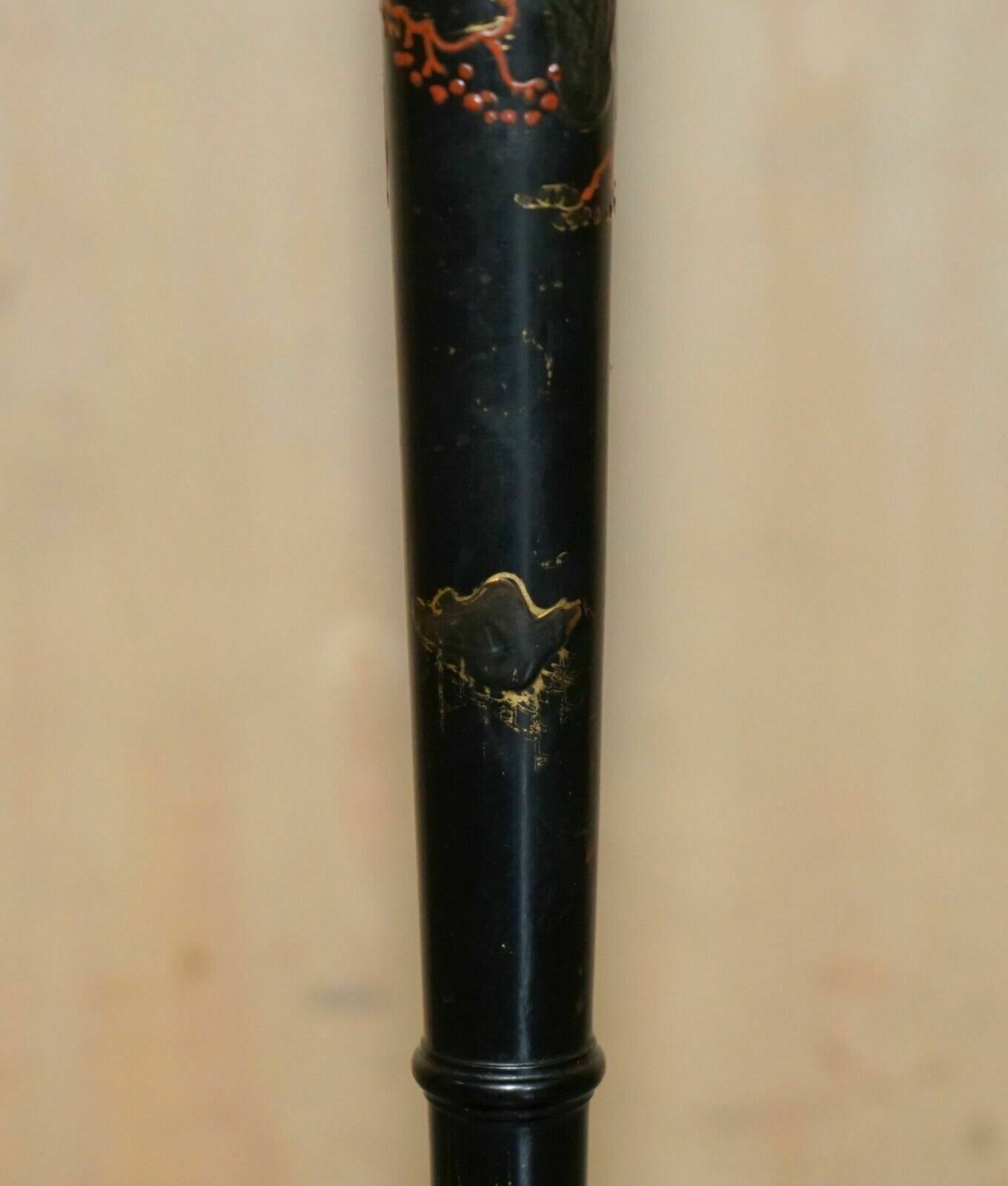 Antique Chinese Chinoiserie Lacquered & Hand Painted Side End Lamp Wine Table photo vintage
