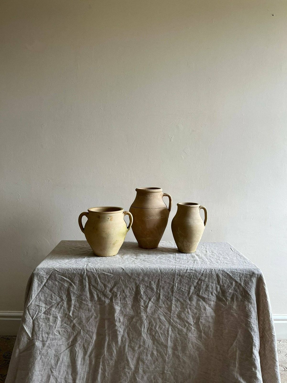 photo for sale Twin Handled Antique Terracotta Pot Vessel Planter, Unique Rustic Handmade Mediterranean Piece
