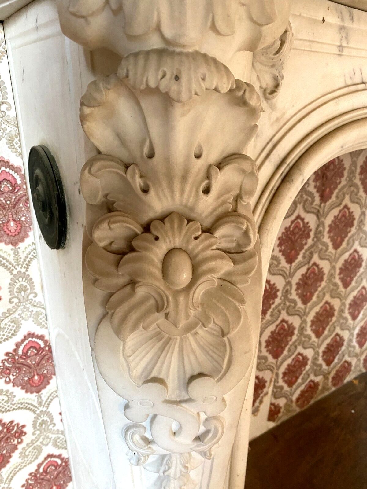 Louis XV Style Fireplace In White Carrara Marble 19th Century photo buy