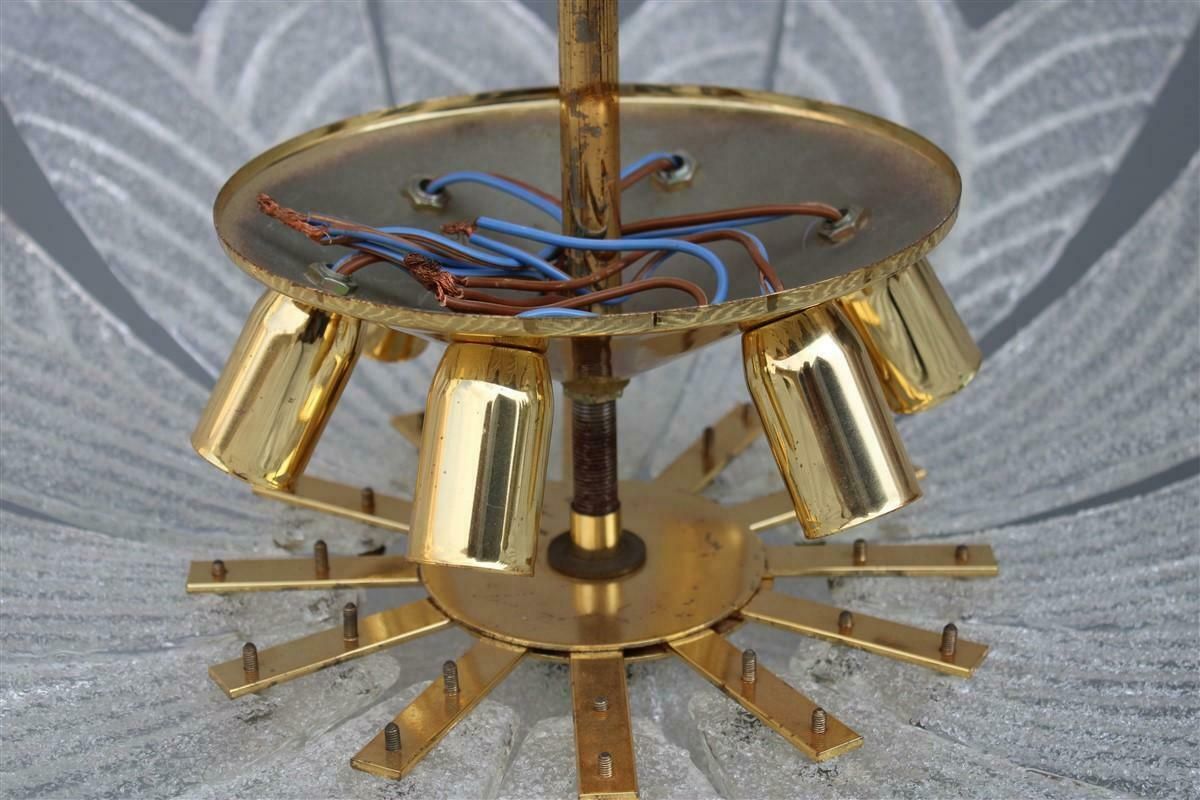 Flower Ceiling Lamp In Murano Glass And Brass 1970 Italy photo buy