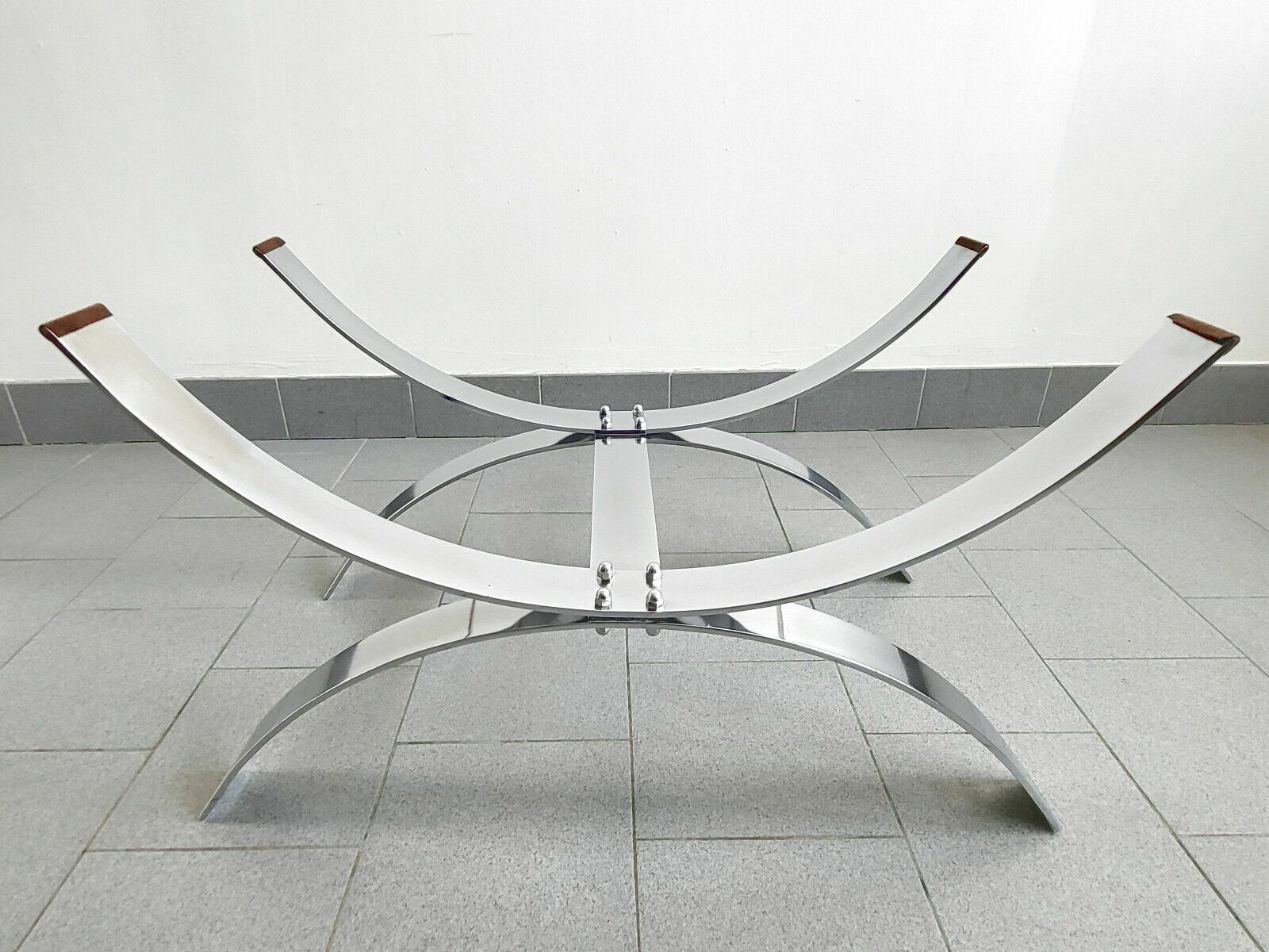 Vintage 1970 Space Age Chrome Steel & Smoke Glass Coffee Table 70s 190s Retro photo 359.0