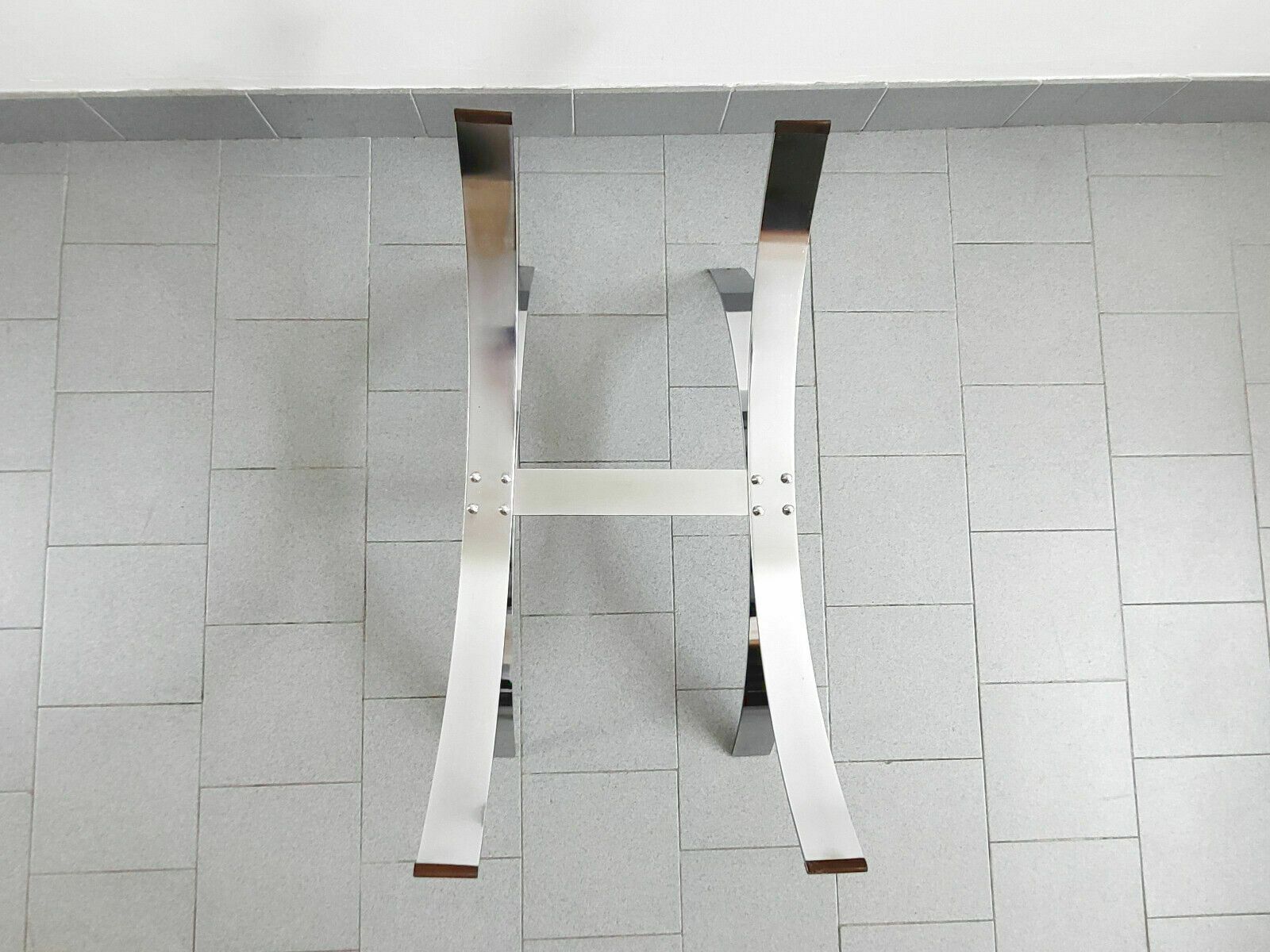 Vintage 1970 Space Age Chrome Steel & Smoke Glass Coffee Table 70s 190s Retro photo vintage