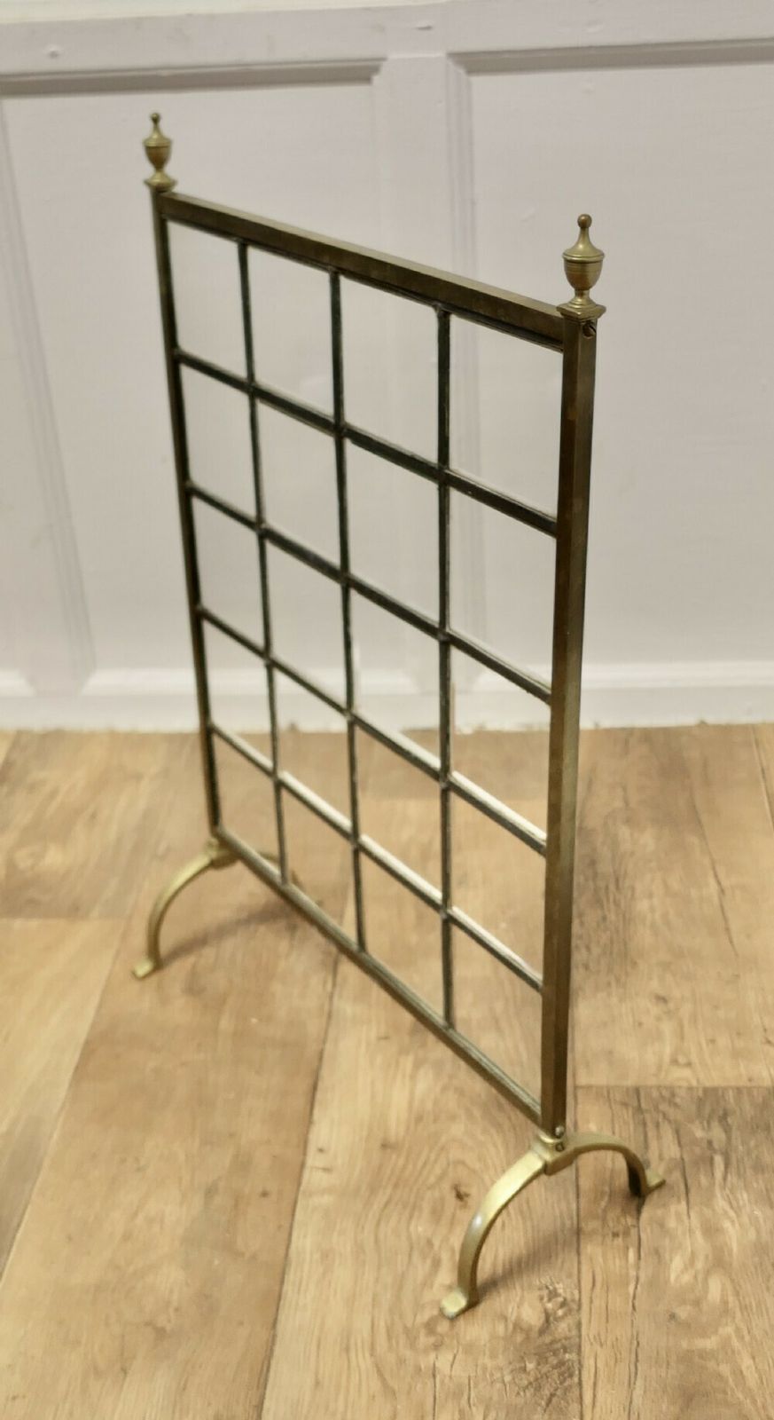 A Victorian Brass And Glass Art Nouveau Fire Screen photo for sale