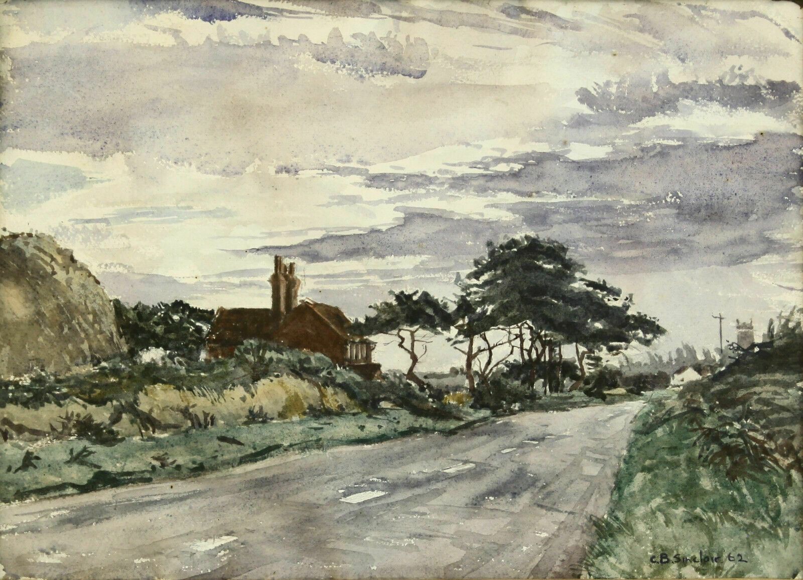 Watercolour By Chris Sinclair. Countryside Road photo furniture