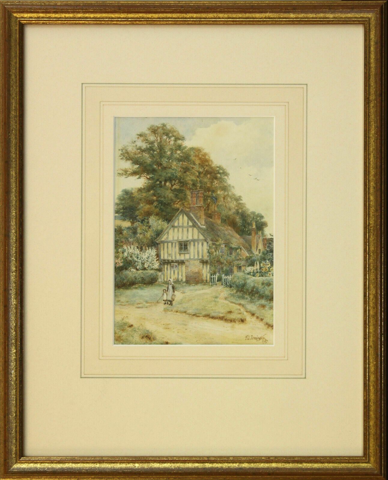 Watercolour By F. O. Pennington. Country Farmhouse