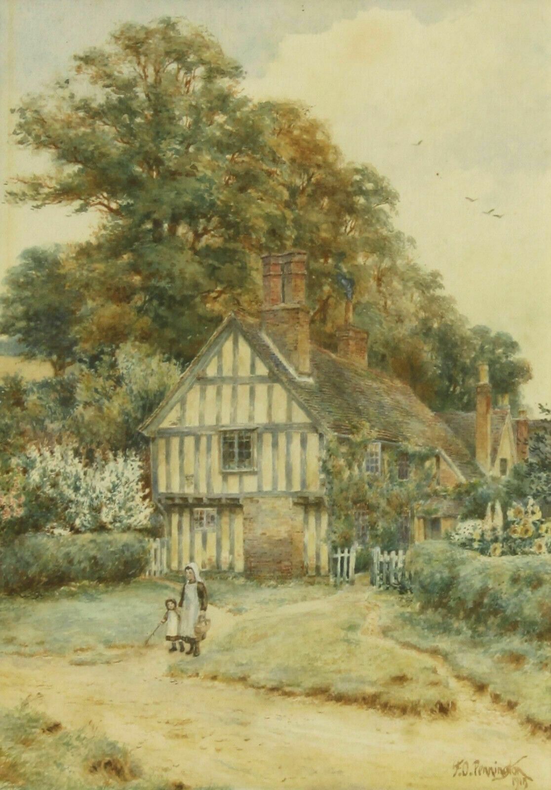 Watercolour By F. O. Pennington. Country Farmhouse photo furniture