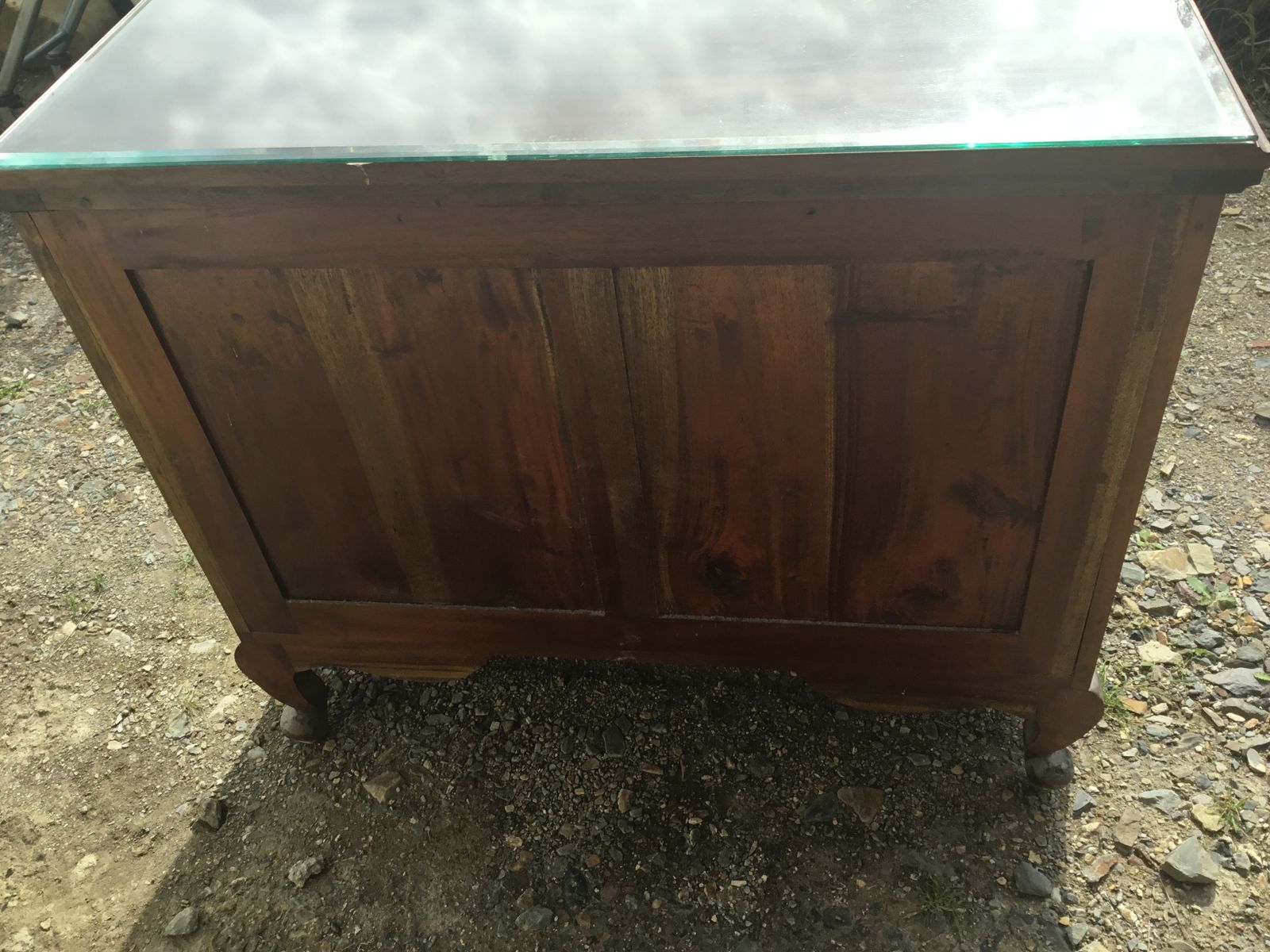 Mahogany Chest Of Drawers With Beveled Edge Glass Protector Top photo 250.0