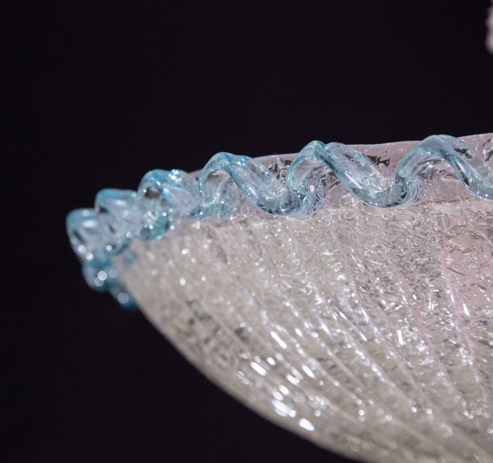 Italian Blue Glass Ceiling Fixture By Barovier & Toso, Murano, 1960 photo for sale