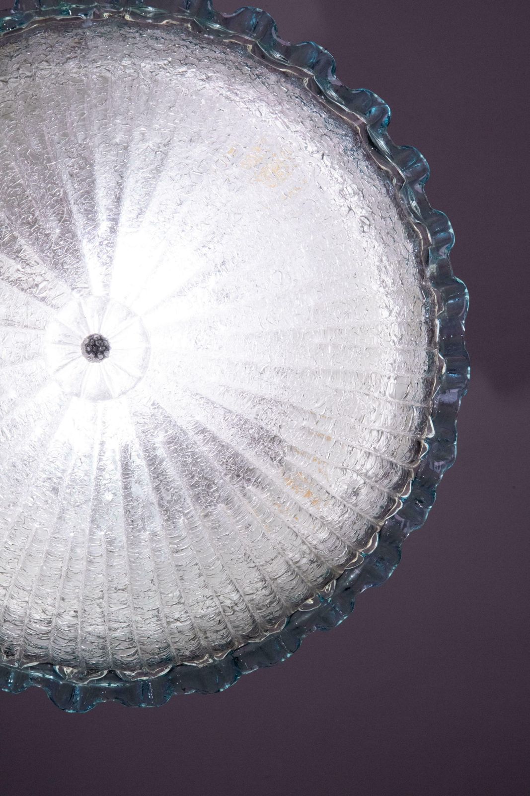 Italian Blue Glass Ceiling Fixture By Barovier & Toso, Murano, 1960 photo vinterior