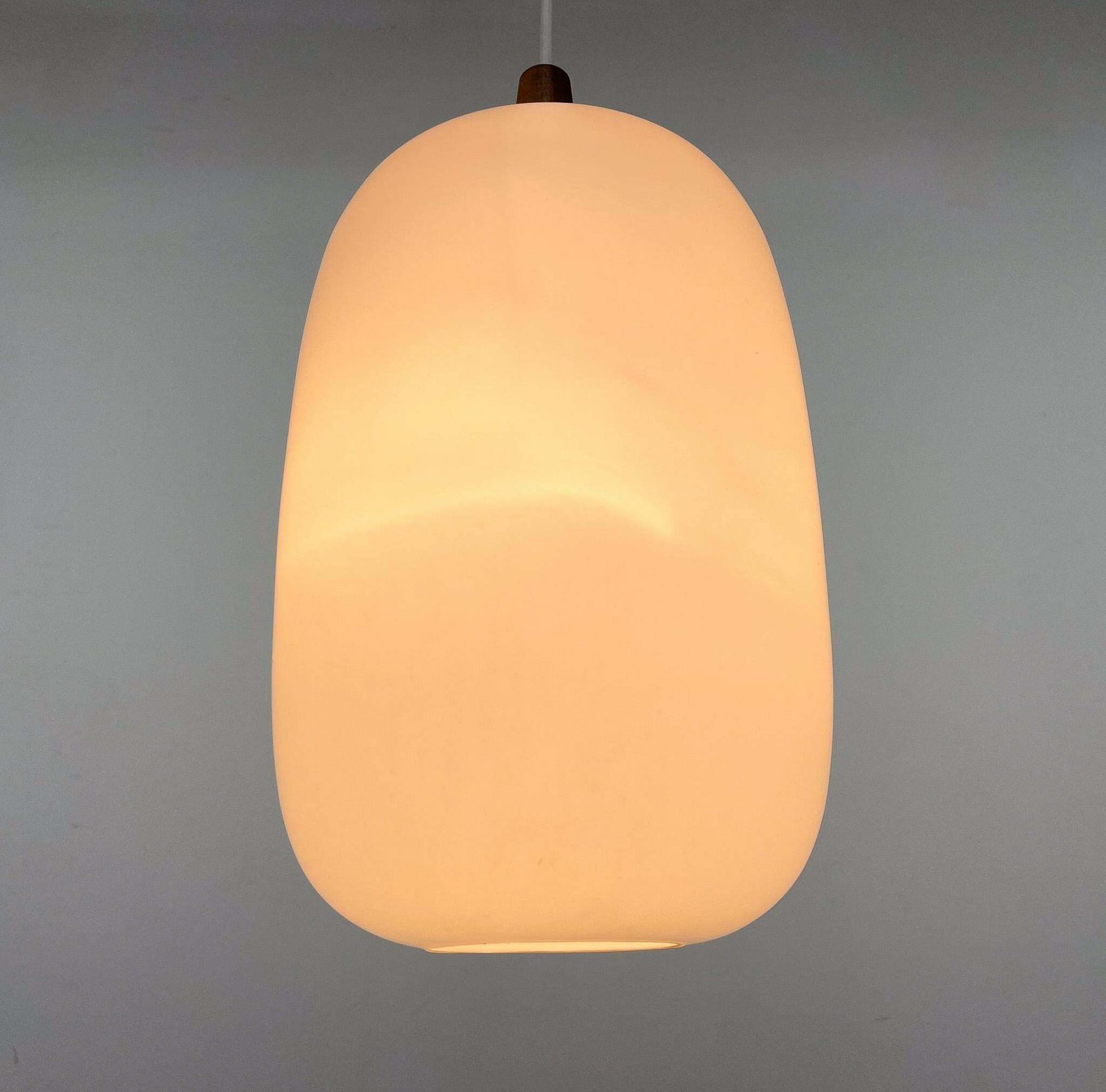 photo for sale 1960s Wood And Glass Pendant Light By Uluv, Czechoslovakia, Marked By Manufactur