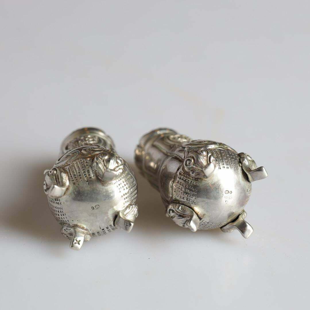 Antique Silver Salt Shaker Rococo Style, Pair Of Decorative Pepper Shaker Sale photo furniture