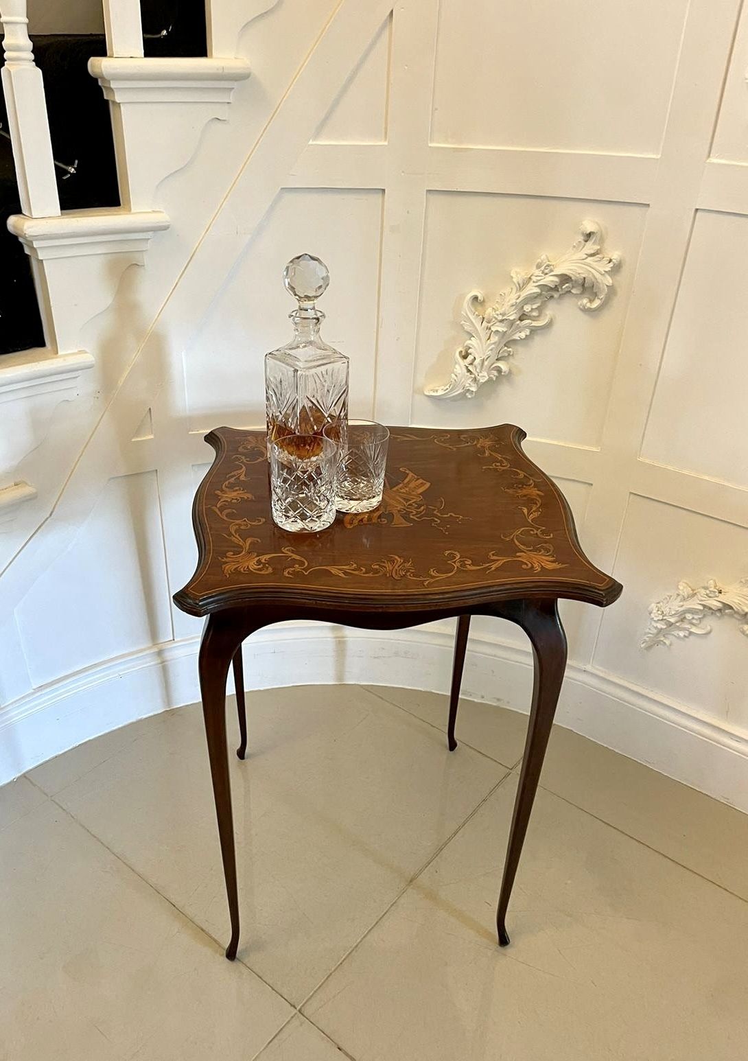 Superb Quality Antique 19th Century Marquetry Inlaid Mahogany Side Table photo furniture