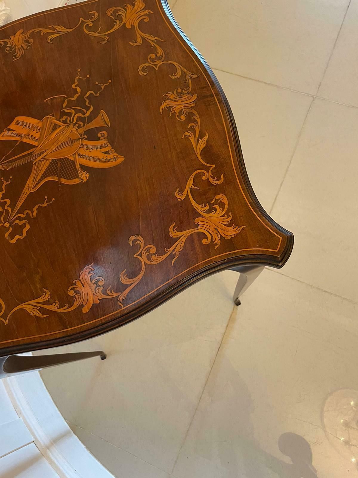 Superb Quality Antique 19th Century Marquetry Inlaid Mahogany Side Table photo vintage
