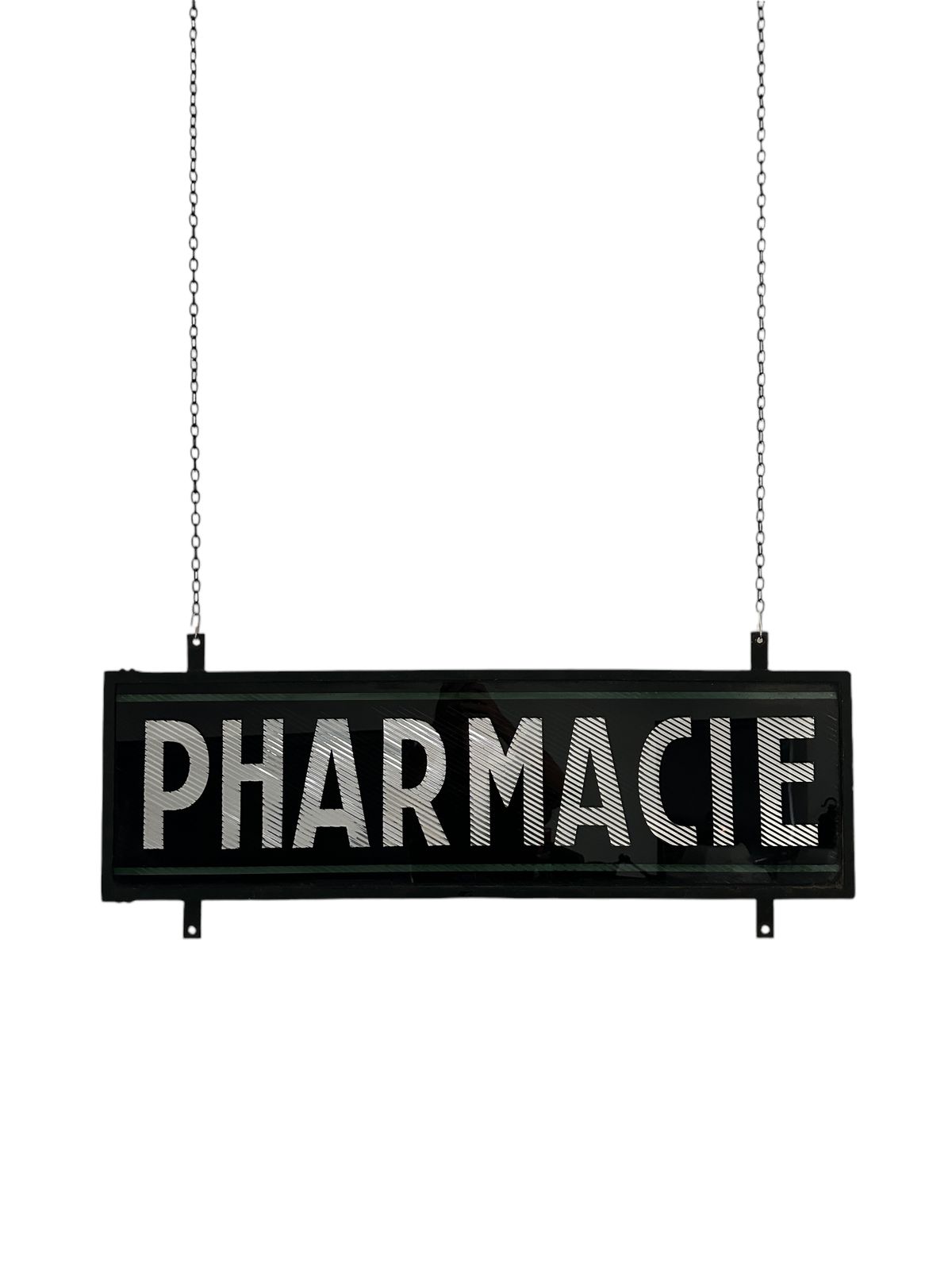 Antique French Double Sided Glass Pharmacy Pharmacie Apothecary Chemist Hanging Sign photo furniture