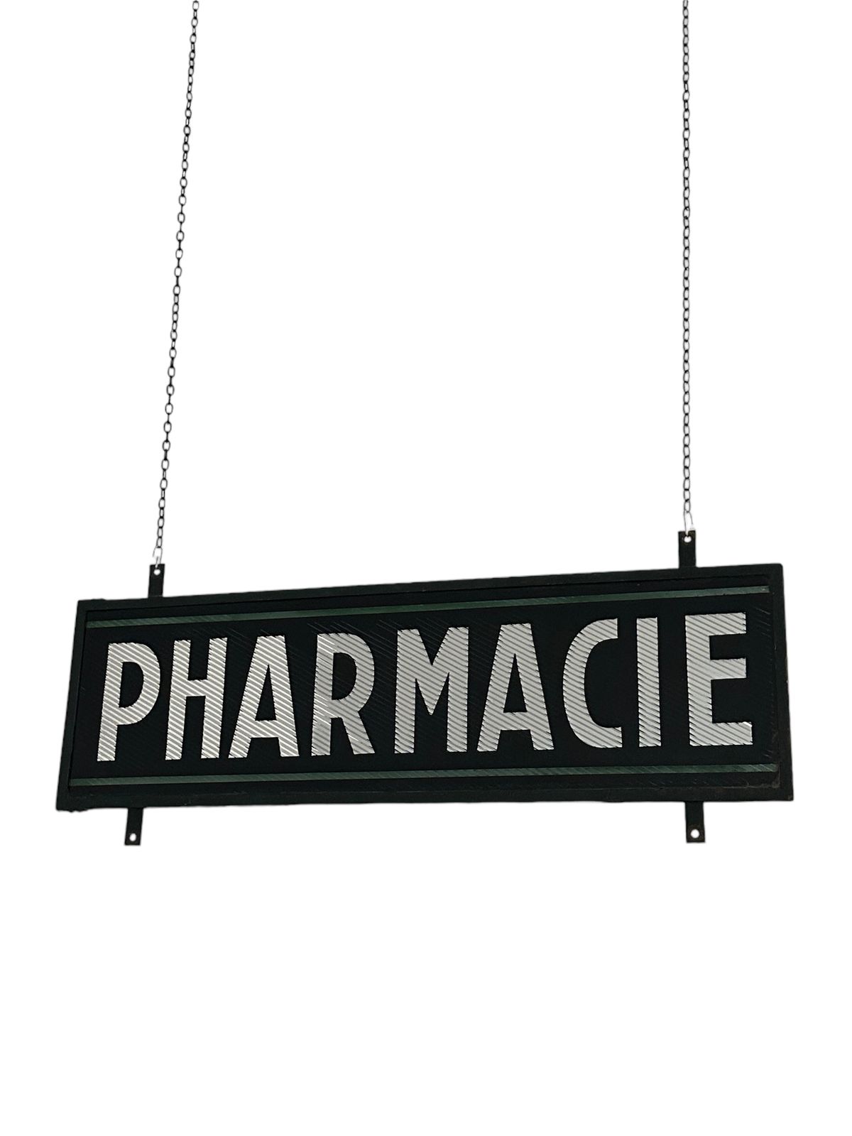 Antique French Double Sided Glass Pharmacy Pharmacie Apothecary Chemist Hanging Sign photo for sale