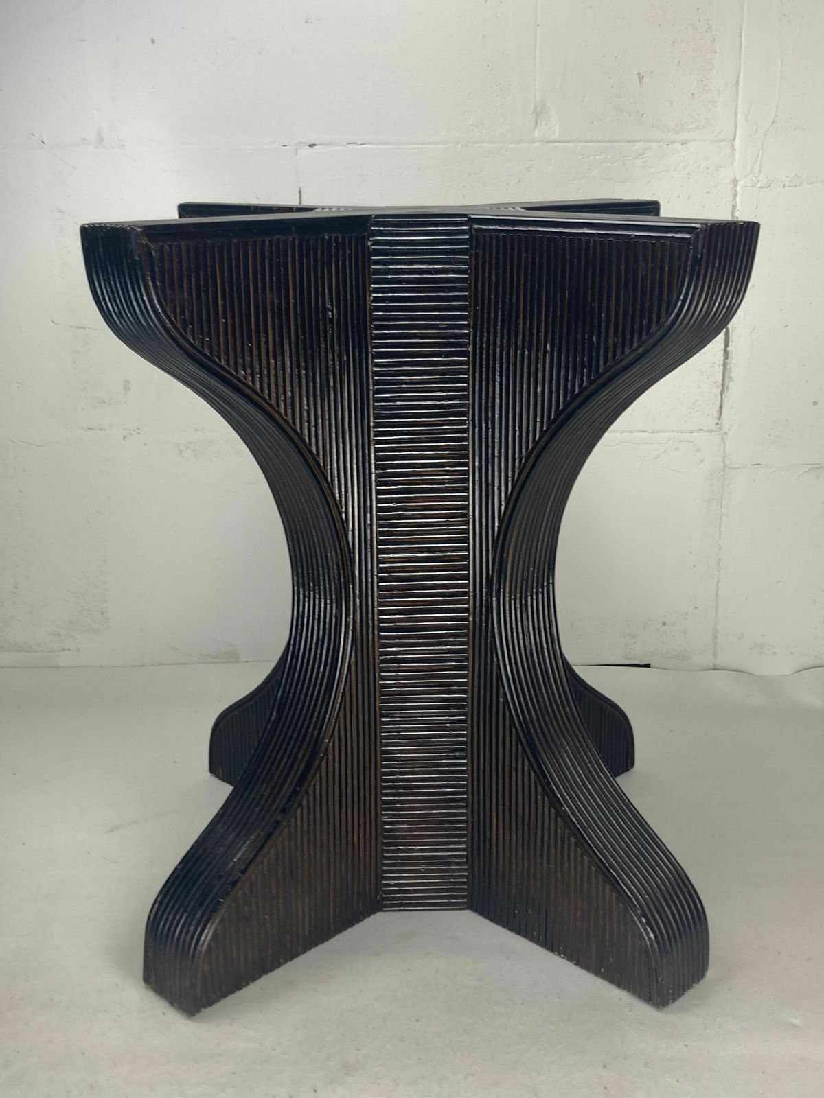 Pencil Reed Rattan Bamboo Dining Or Side Table Base With Smoked Glass Top, 1970s photo Furniture