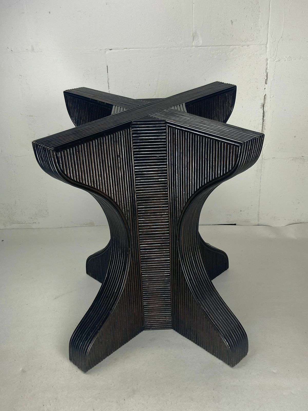 Pencil Reed Rattan Bamboo Dining Or Side Table Base With Smoked Glass Top, 1970s photo 847.0