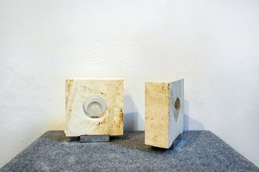 Travertine Table Lamps By Giuliano Cesari For Nucleo Sormani, 1970s, Set Of 2 photo 2138.24