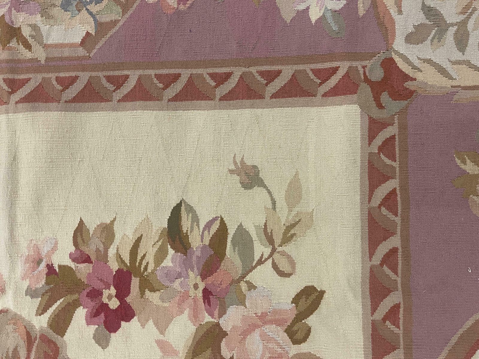Blush Pink Aubusson Rug Traditional Carpet Handwoven Wool Needlepoint Floral photo vinterior