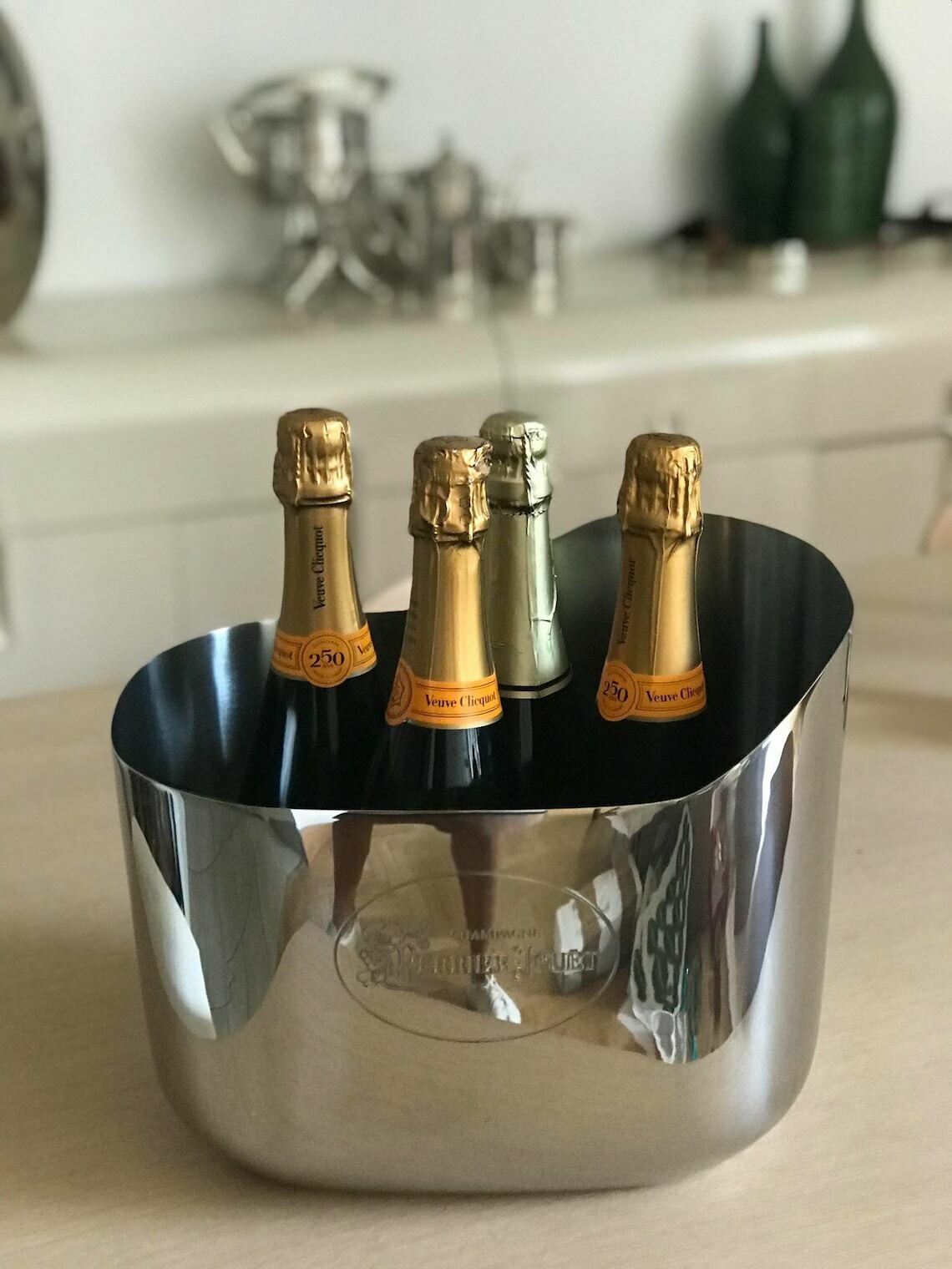 Champagne Ice Bucket Large 4 Bottles Perrier Jouet Large Double Magnum Oval Ice Cooler Chilling Bar Decor Gift Garden Party photo Home Decor