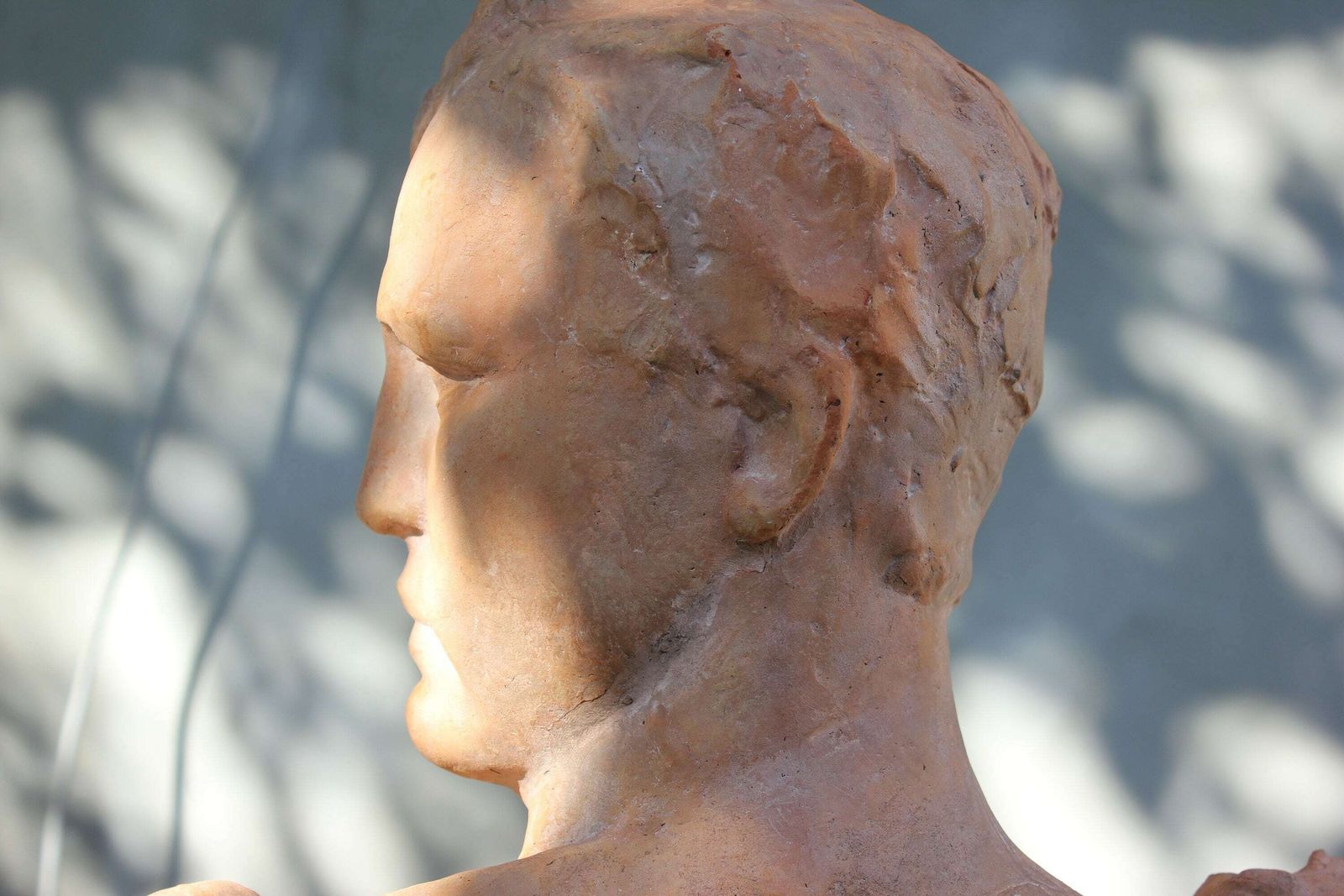 Victor Demanet Impressive Terracotta Statue, Art Deco Bust Of Man Signed, Original Art Work Of Belgian Artist photo vintage