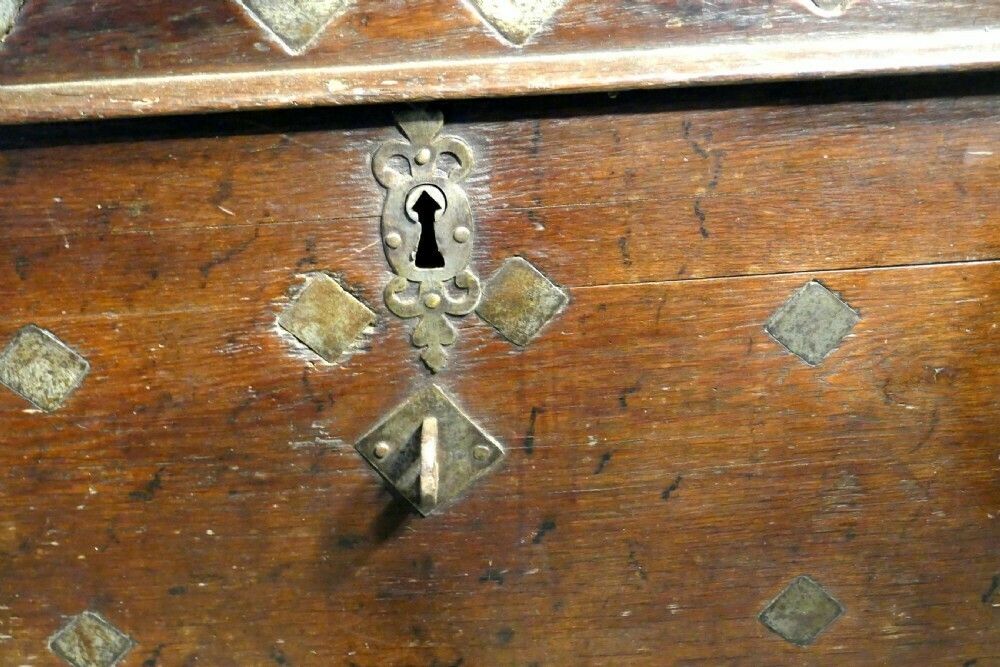 photo furniture 17th Century French Coffer, Oak Silver Treasure Chest, Strong Box