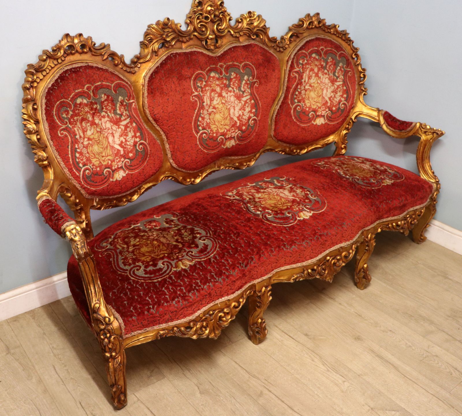 A Lovely French Giltwood Framed Sofa In The Louis XVI Style. photo vinterior