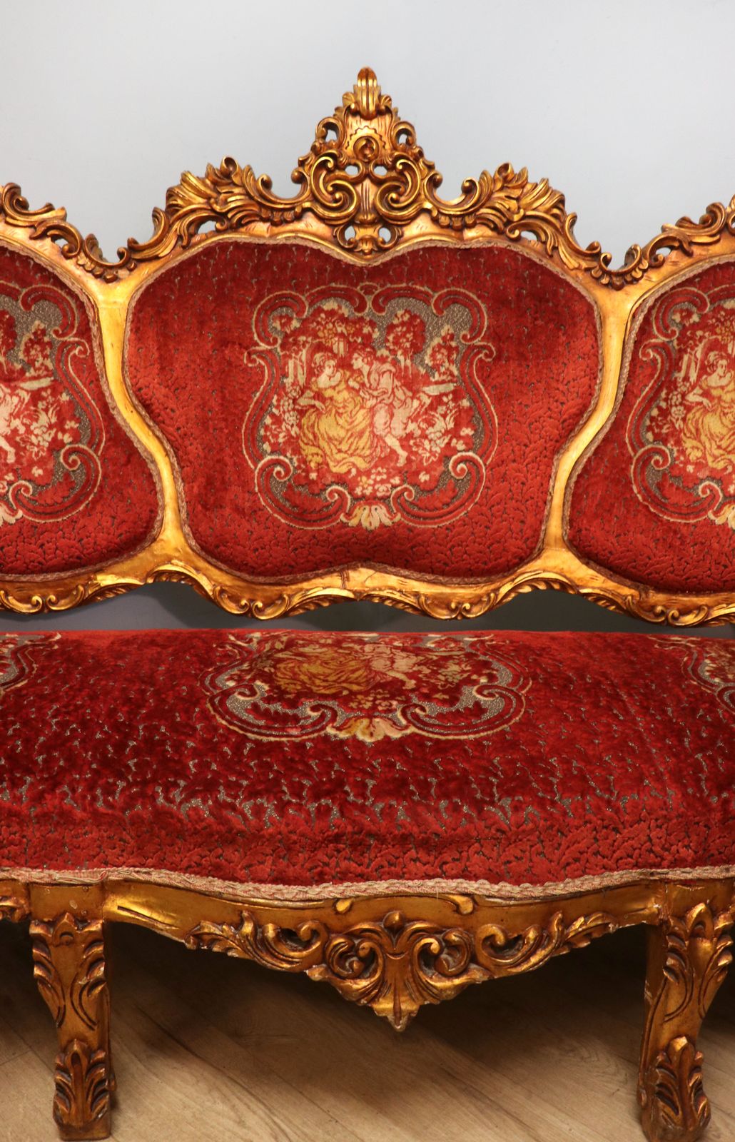 photo furniture A Lovely French Giltwood Framed Sofa In The Louis XVI Style.