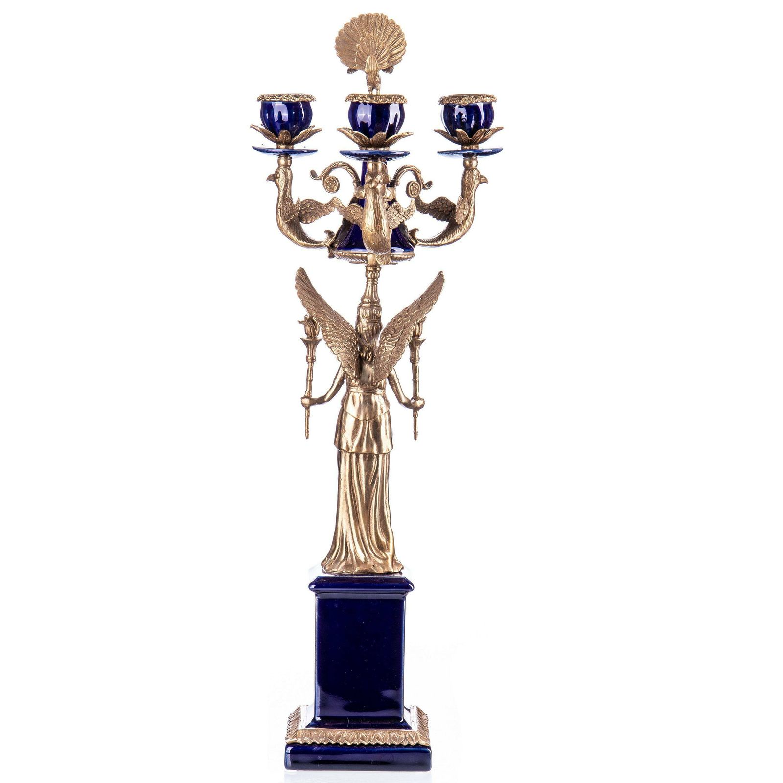 Porcelain Candle Holder With Ornate Bronze Angel photo furniture