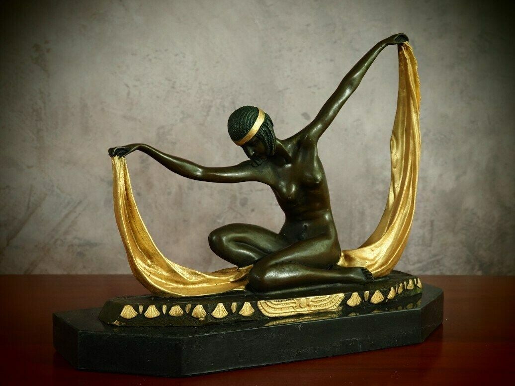 Art Deco Dancer Bronze Figurine   Colorful And Elegant   21 Cm Height photo furniture