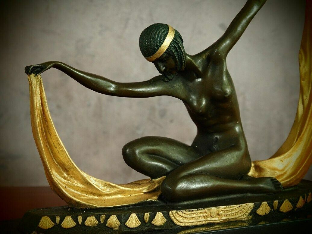 Art Deco Dancer Bronze Figurine   Colorful And Elegant   21 Cm Height photo Home Decor