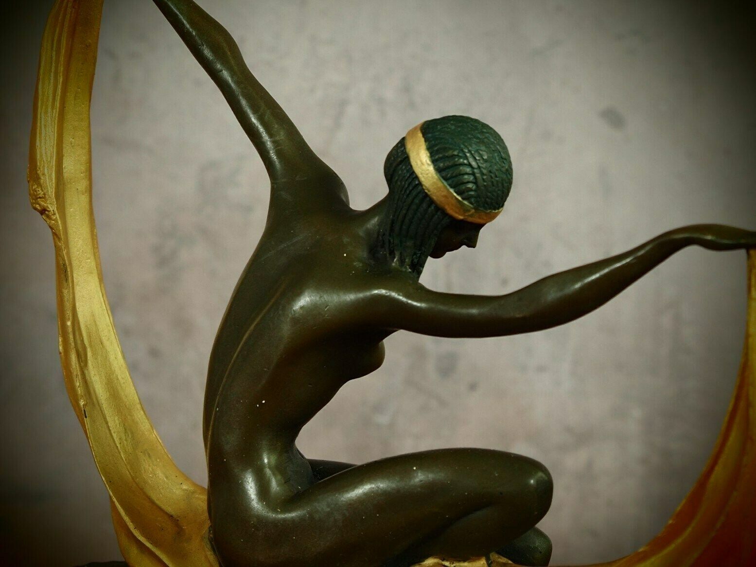 Art Deco Dancer Bronze Figurine   Colorful And Elegant   21 Cm Height photo vinterior