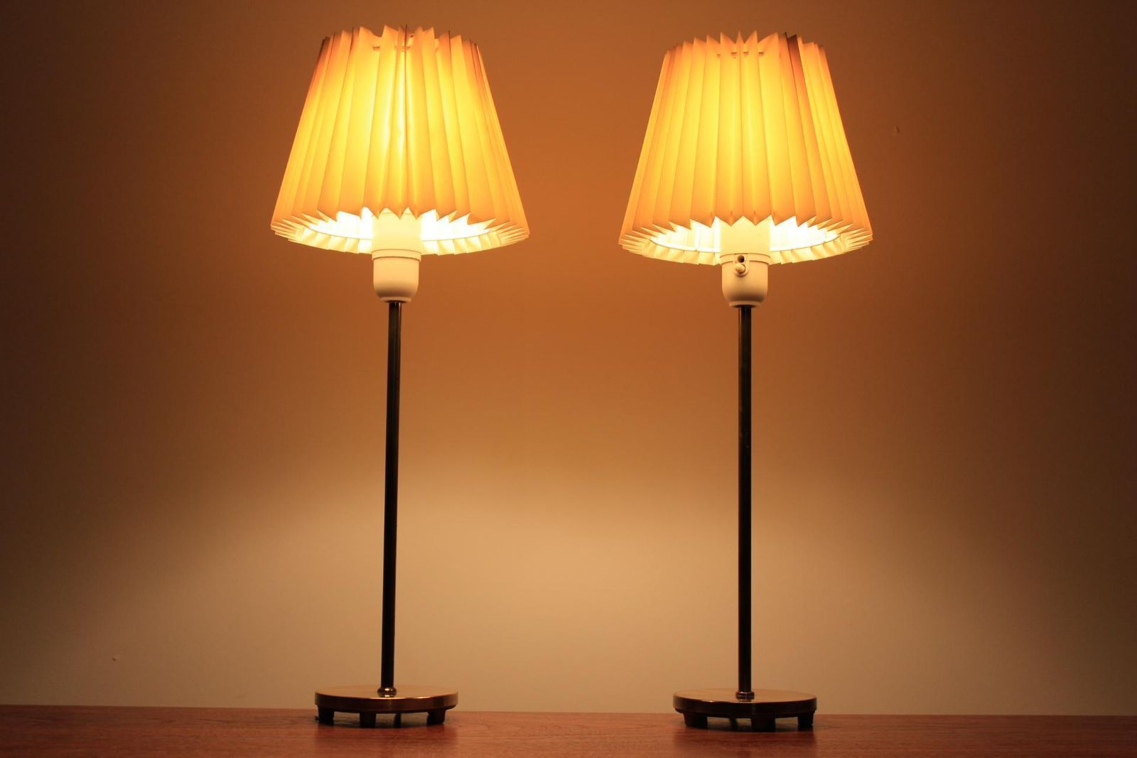 Pair Of Mid Century Table / Desk Lamps Falkenbergs Belysnings, Sweden, 1970s. 