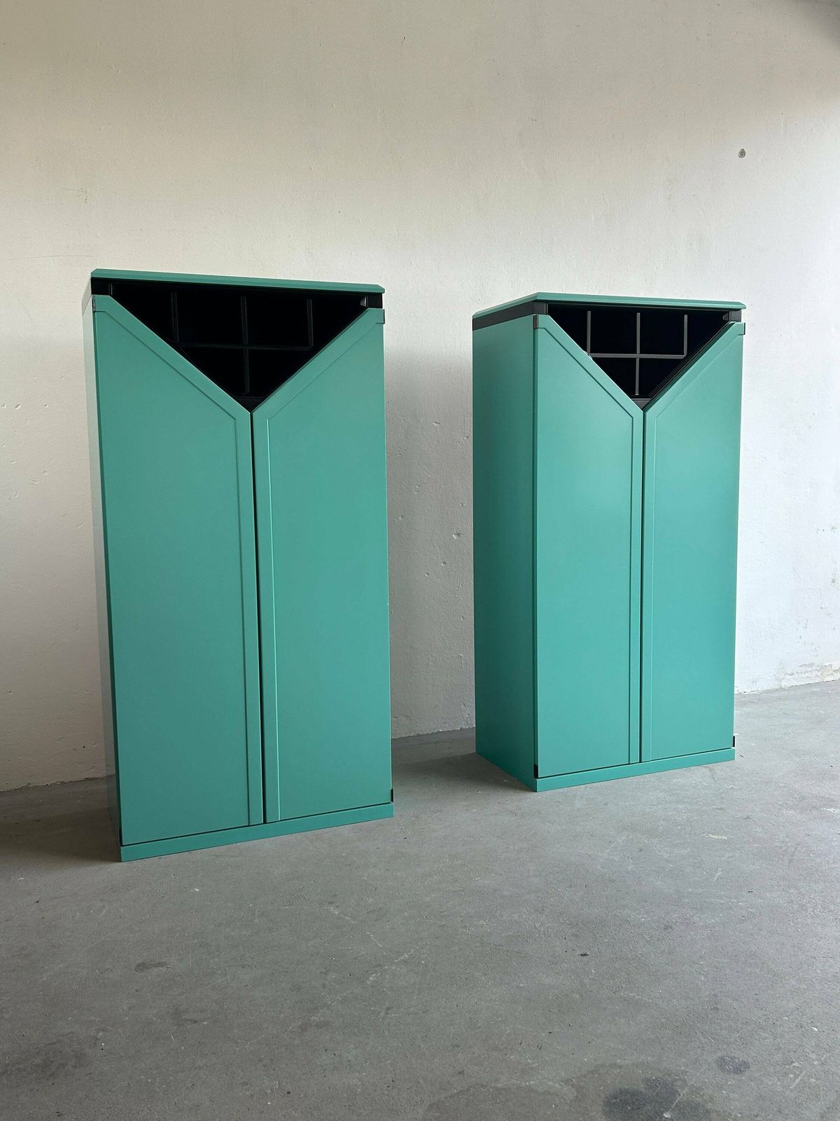 Pair Of Postmodern Memphis Style Mint Green Bar Cabinets By Kapo Möbelwerkstätten, 1980s Austria photo furniture
