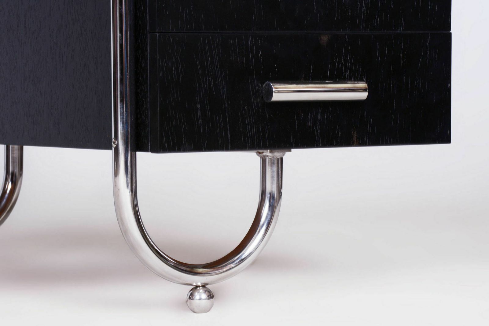 photo furniture Restored Bauhaus Oak Writing Desk, Designed By French Architect André Lurcat, Made By Robert Slezak, Chrome Plated Steel, Czechia, 1930s