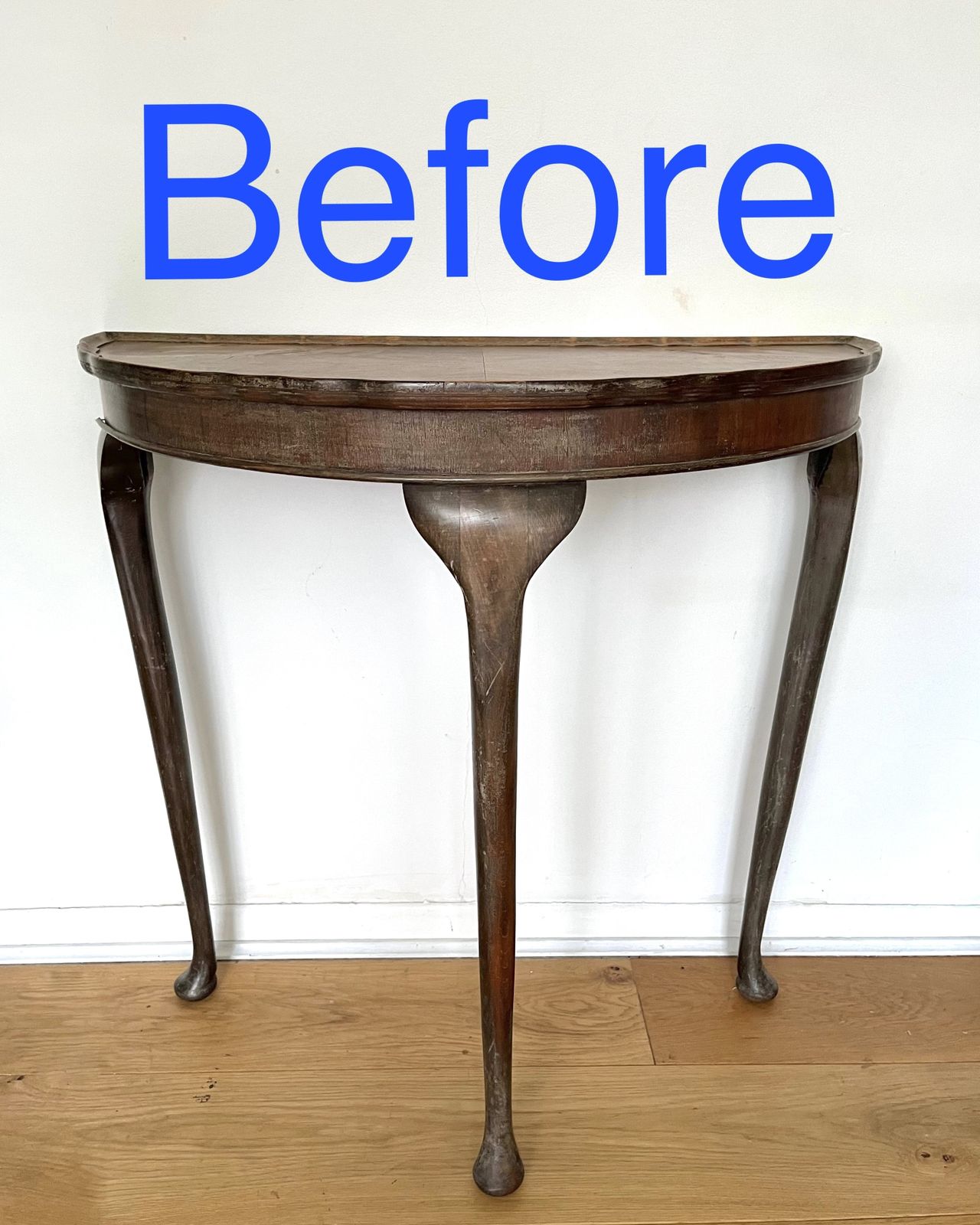photo for sale Vintage Gold Gilt Demilune Table With Mirrored Glass