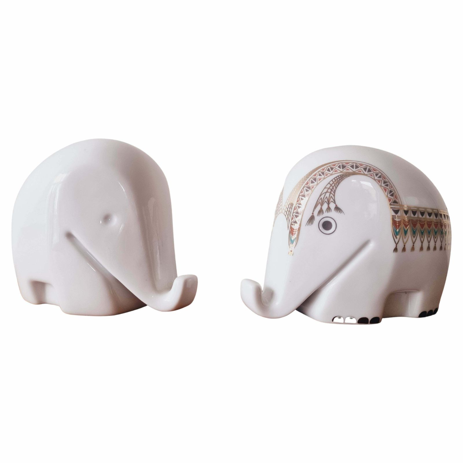 Set Of Two Midcentury Porcelain Money Boxes Elephant Drumbo, Luigi Colani, 1970s photo vinterior