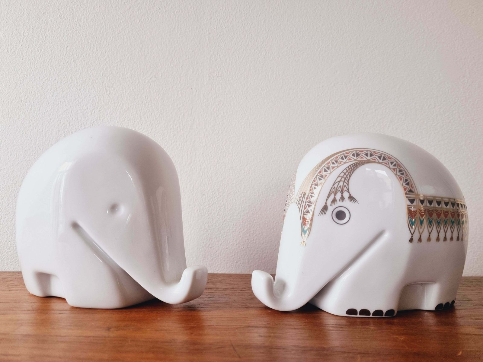 Set Of Two Midcentury Porcelain Money Boxes Elephant Drumbo, Luigi Colani, 1970s photo buy