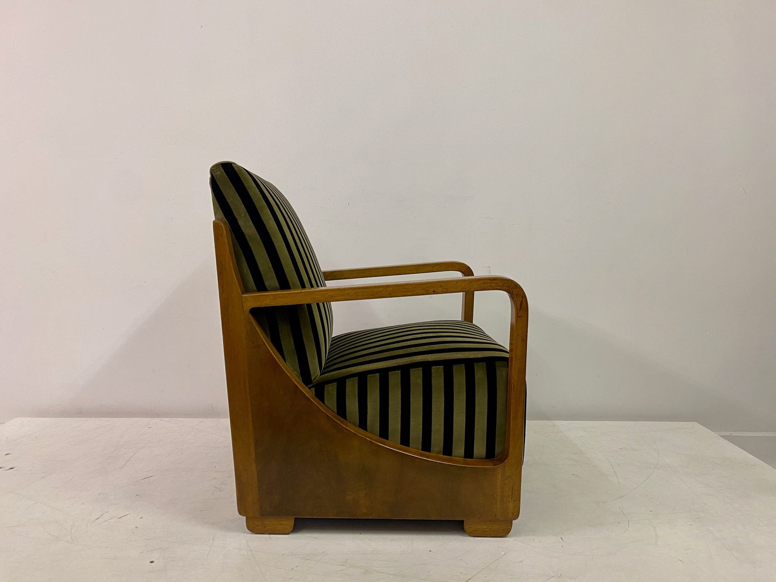 1930s Dutch Armchair In Striped Velvet photo vintage