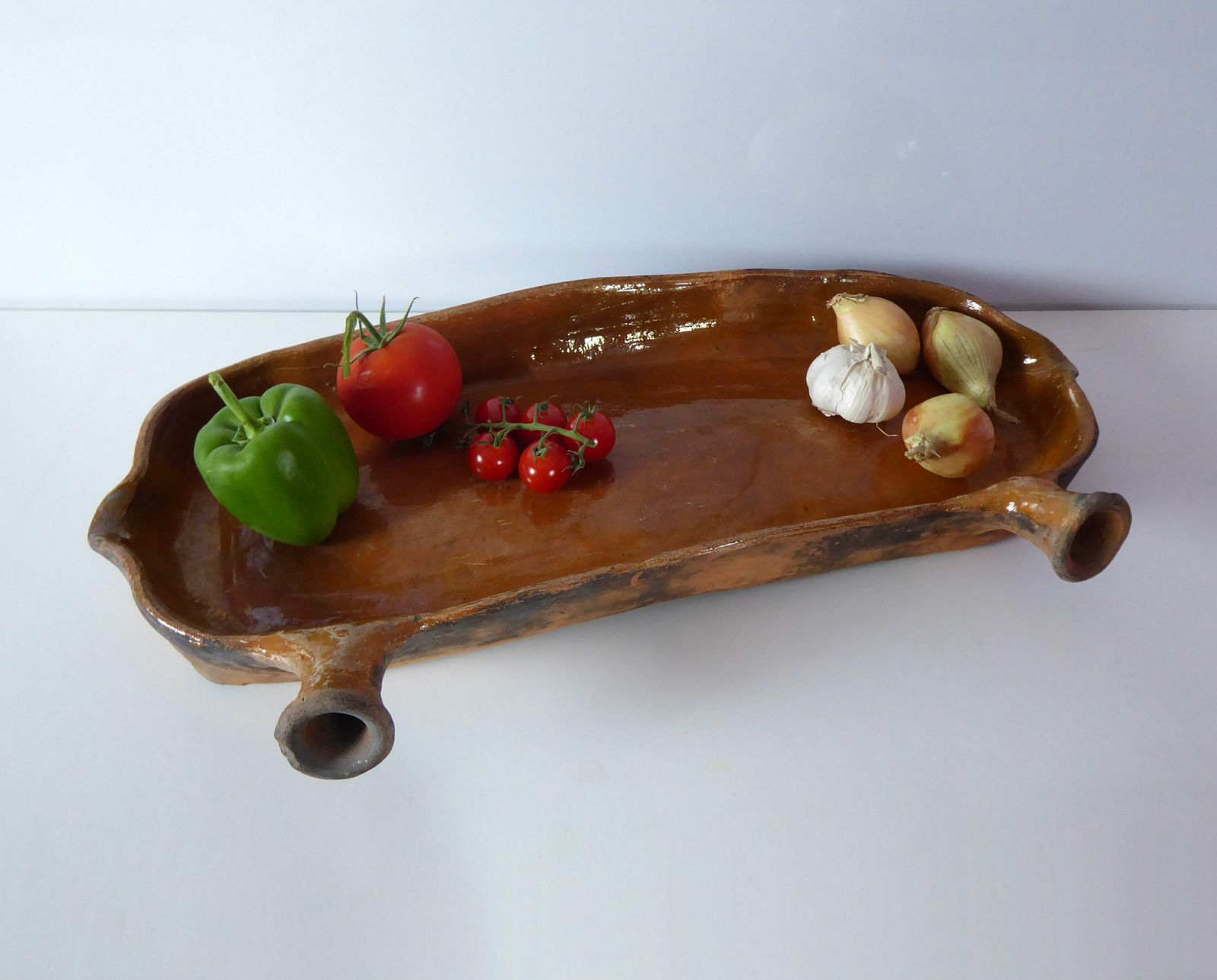 Terracotta Lèchefrite | Large Antique French Cooking Drip Tray | French Kitchen Décor | Earthenware Lèche Frite